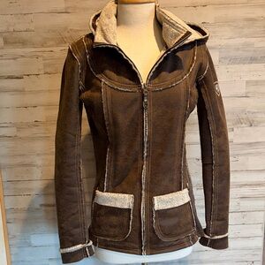 Kuhl Women's Brown Jacket with Sherpa Lining and Detachable Hood